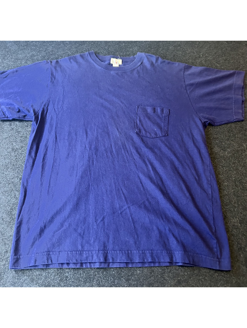 Vintage 90s J.Crew Navy Blue Pocket T-Shirt Made in Brazil Size Large
